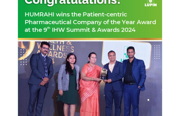 Lupin’s HUMRAHI Wins the Patient-centric Pharmaceutical Company of the Year Award 2024.